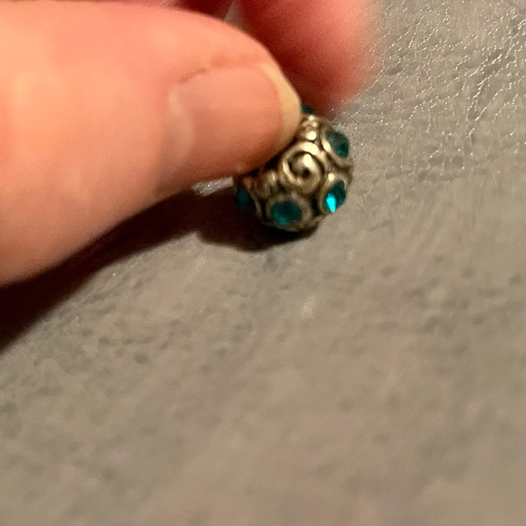 Silver Swirls & Blue Crystal Charms Is Sterling Silver but NOT Pandora - Picture 2 of 4